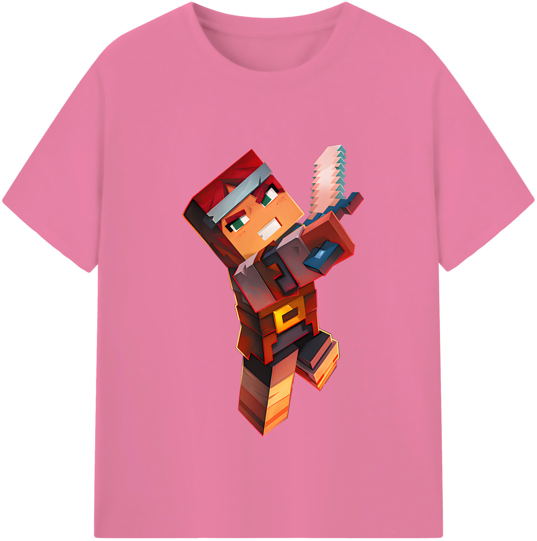 （画像用） マインクラフト ブロックの世界 Minecraft MC Block world 綿100％半袖Tシャツ（フロントプリント）